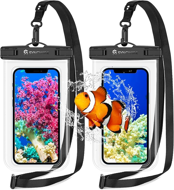 SYNCWIRE Waterproof Phone Pouch [2-Pack] - Universal IPX8 Waterproof Phone Case Dry Bag with Lanyard Compatible with iPhone 15/14/13/12/11 Pro XS MAX XR X Samsung S23 S22 S20+ and More Up to 7 Inches