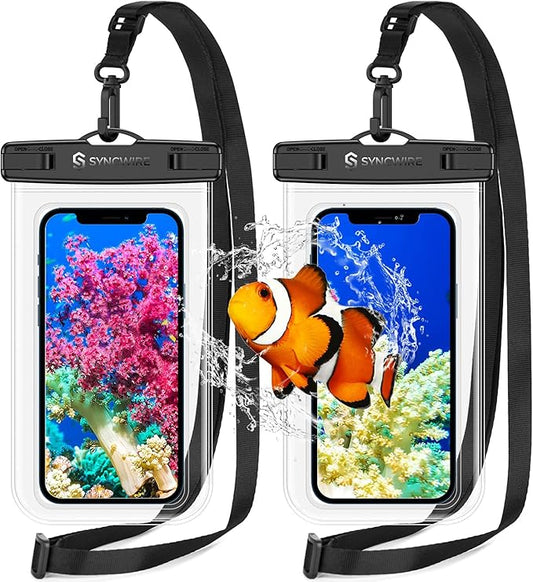 SYNCWIRE Waterproof Phone Pouch [2-Pack] - Universal IPX8 Waterproof Phone Case Dry Bag with Lanyard Compatible with iPhone 15/14/13/12/11 Pro XS MAX XR X Samsung S23 S22 S20+ and More Up to 7 Inches