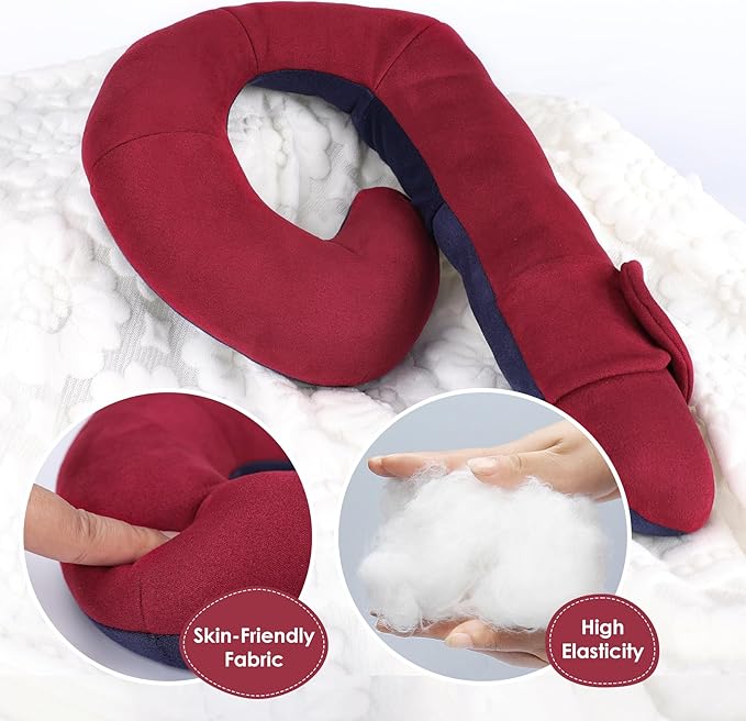 Kids Travel Neck Pillow, Comfortable Head & Chin Support for Car seat & Airplane, Toddler Pillow for Sleeping on Road Trip, Gifts for Child (Wine Red & Dark Blue)