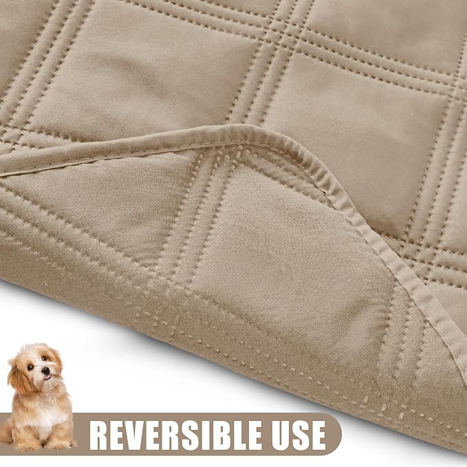 Smiry Waterproof Dog Bed Cover Blanket 68x82, Soft Reversible Pet Blanket, Washable Leakproof Cats Dogs Couch Cover for Sofa, Couch, Furniture, Lattice, Taupe/Taupe