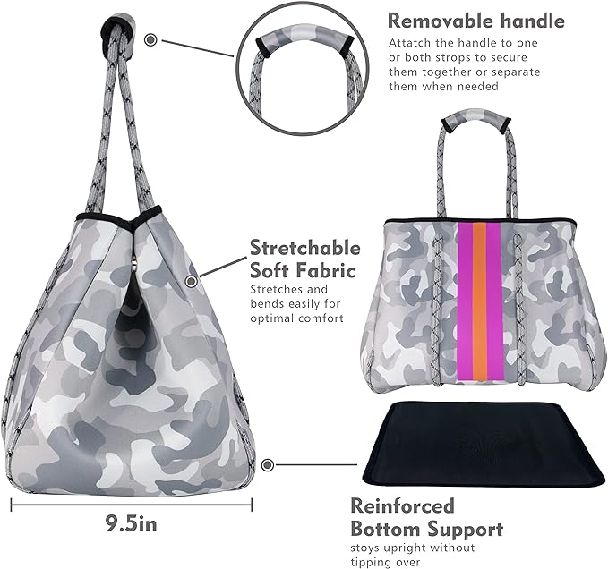 QOGiR Neoprene Multipurpose Beach Bag Tote with Inner Zipper Pocket … … … …