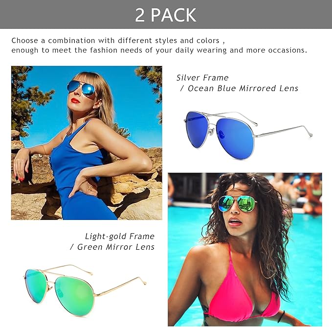 SUNGAIT Women's Lightweight Oversized Aviator Sunglasses - Classic Style Polarized Lens