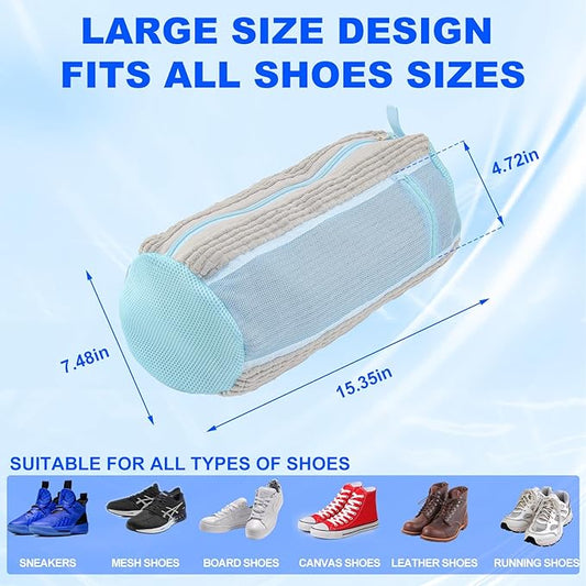 Shoe Washing Bags for Washing Machine – Durable Shoe Washing Machine Bags for All Shoe Types Sizes (Large Grey 2PCS）