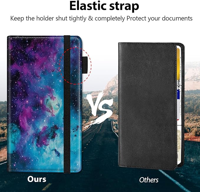 Car Registration and Insurance Holder, Leather Car Glove Box Organizer, Cool Car Accessories for ID, Driver's License Cards & Essential Document, business cards, Men&Women,Shining Starry Sky