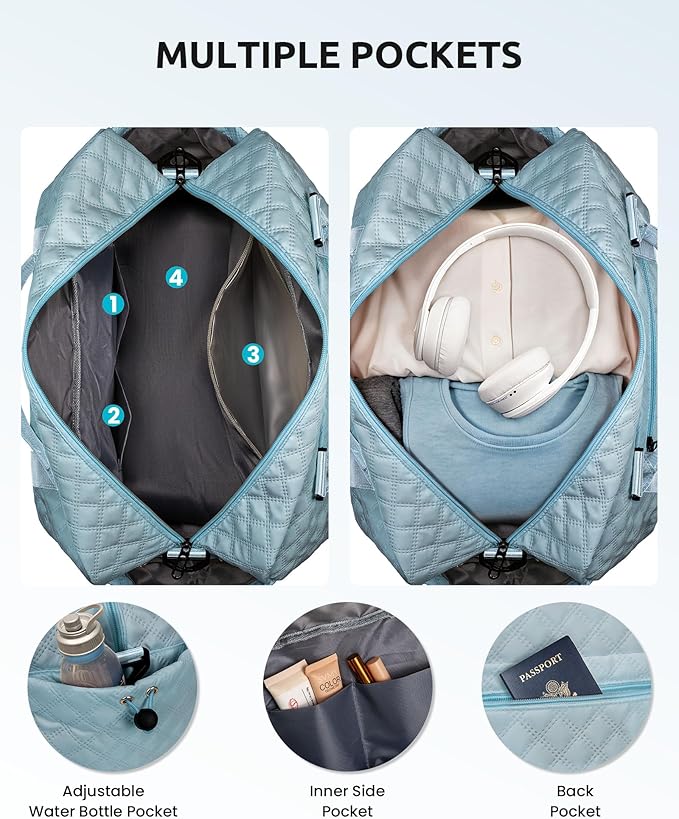 Vogewood Personalized Girls Duffle Bag with Shoe Compartment, Personalized Weekender Overnight Bag, Monogram Letter Travel Bag with Makeup Bag, Birthday Gift For Women Girl (Letter L)