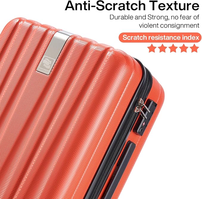 Hanke 29 Inch Luggage Suitcases With Spinner Wheels Lightweight PC hardside Rolling Suitcase With Travel Lock, Checked-Large 29-Inch Christmas Gifts for Birthday （Orange）