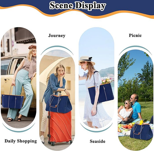 QOGiR Neoprene Multipurpose Beach Bag Tote with Inner Zipper Pocket … … … …