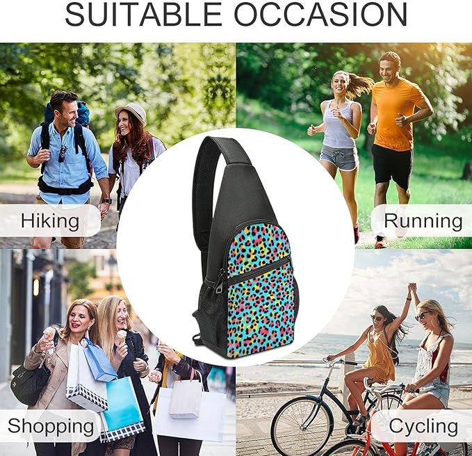 SWEET TANG Sling Backpack for Women, Cute Multipurpose Crossbody Shoulder Bag, Comfortable and Lightweight Adjustable Travel Hiking Daypack Watercolor Leopard Cheetah Animal Print