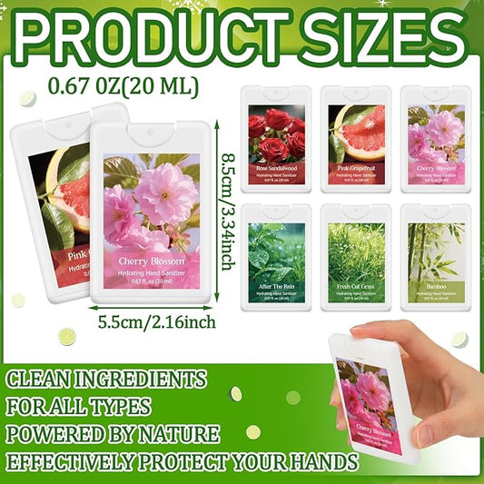 6 Pack Hand Sanitizer Spray Mist Gift Spring Flower Travel Size Hand Sanitizer with Hydrating Botanical Mist Refillable for Office Travel Outdoor Activities Holiday Favor