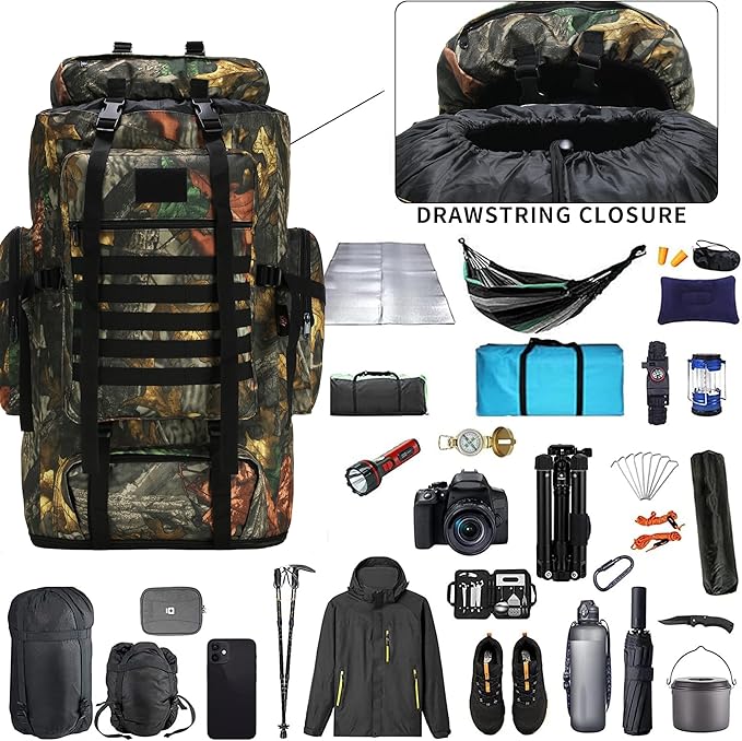 W WINTMING Hiking Backpack for Men 70L/100L Camping Backpack Military Rucksack Molle 3 Days Assault Pack for Climbing | Camping Backpack, 3 Days Assault Pack, for Climbing
