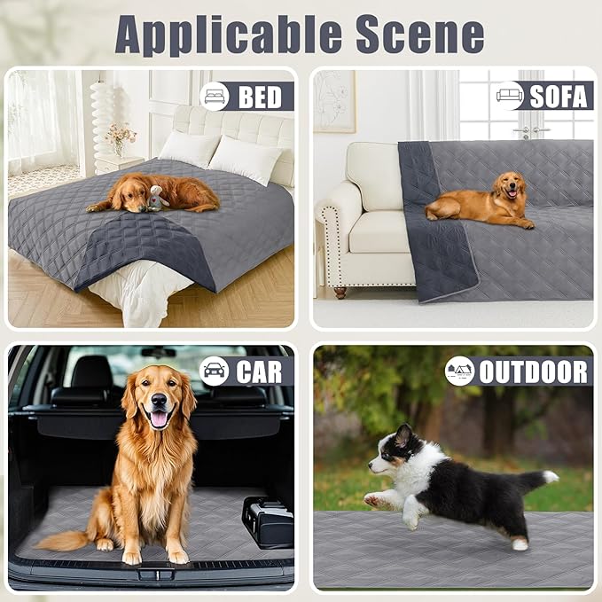 Smiry Waterproof Dog Bed Cover Blanket 30x70, Soft Reversible Pet Blanket, Washable Leakproof Cats Dogs Couch Cover for Sofa, Couch, Furniture, Lattice, Grey/Dark Grey