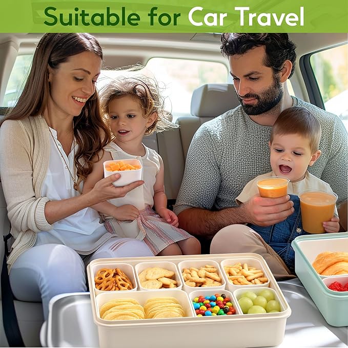 Snackle Box Container for Adults, 11 in 1 Divided Serving Tray Snack Box Containers with Stackable Compartment and Handle, Customizable Charcuterie Boxes Portable Snack Platter for Party Travel, White