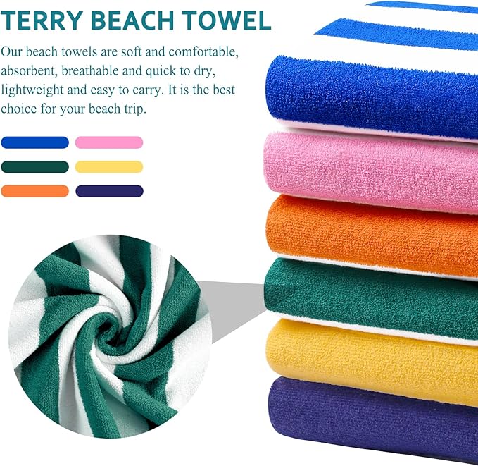 6 Packs Extra Large Bath Towels Striped Beach Towel Set Bathroom Sheets Bulk Quick Dry Soft Fluffy XL Big Absorbent Microfiber Blanket Turkish Oversized Hotel Shower Pool Hot Toallas Baño Grandes