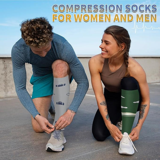 Graduated Copper Compression Socks for Men & Women Circulation 8 Pairs 15-20mmHg - Best for Running Athletic Cycling