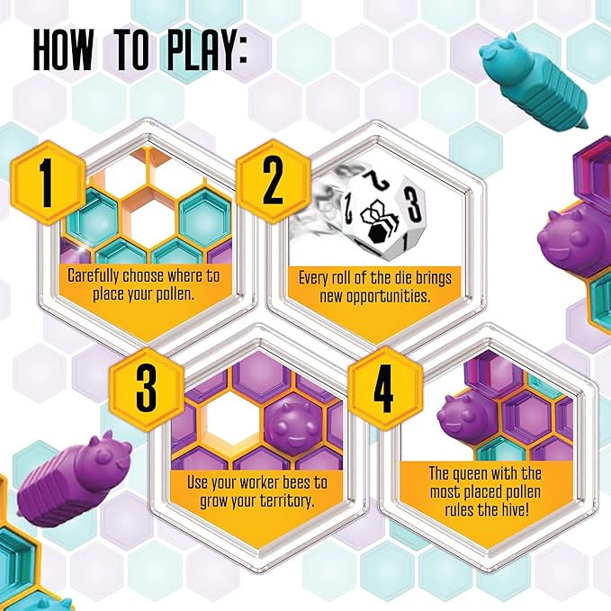 MindWare Queen Swarm - Strategic Hive Domination Game for Kids & Families, Dice-Rolling Area Control Board Game, Ages 6+, 2 Players