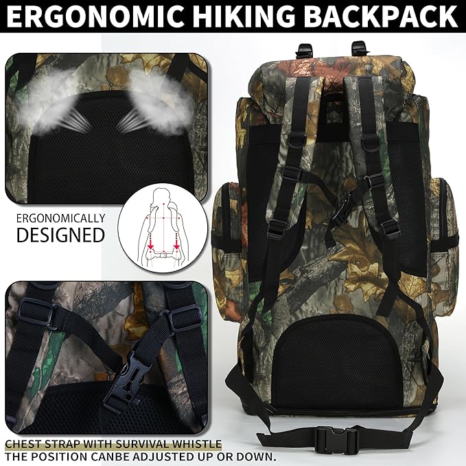 W WINTMING Hiking Backpack for Men 70L/100L Camping Backpack Military Rucksack Molle 3 Days Assault Pack for Climbing | Camping Backpack, 3 Days Assault Pack, for Climbing