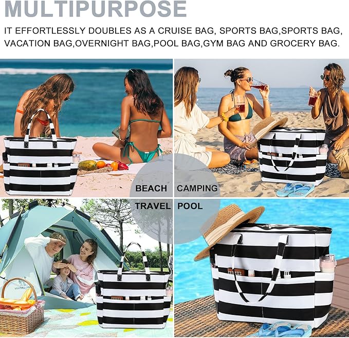 Bluboon Waterproof Beach Tote Pool Bags for Women Ladies Extra Large Carry On Bag With Wet Compartment for Weekender Travel