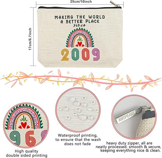 Sweet 16 Gifts for Girls Makeup Bags, 2009 Happy 16th Birthday Decorations for Teen Girls, 16 Year Old Girl Birthday Gifts for Daughter, Sister, Granddaughter, Cosmetic Travel Pouch, Christmas