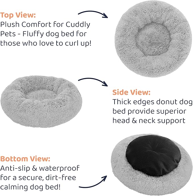 Donut Dog Bed - Premium Comfort for Anxiety Relief - Fluffy & Calming Design with Ultra-Plush Support | Cozy Round Dog Bed with Super Soft Circle Style