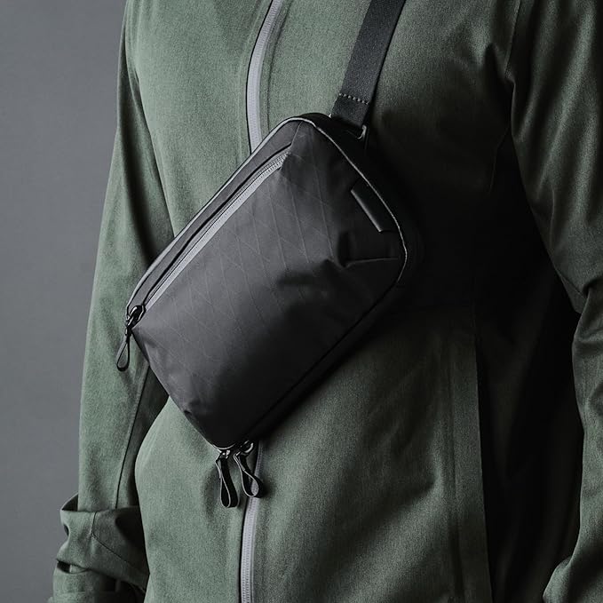 ALPAKA Elements Tech Case Mini X-Pac VX42 Black - Keeps You Clutter-Free - Sling Bag with Adjustable Strap, Weatherproof Fabric Fits Electronic Accessories, EDC Tech Organizer for Travel