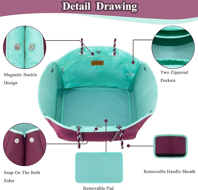 QOGiR Neoprene Multipurpose Beach Bag Tote with Inner Zipper Pocket … … … …