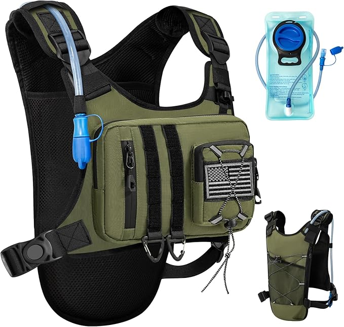 Outdoor Hydration Vest for Running & Hiking, Lightweight Breathable Water Backpack with 2.0L Bladder, Bounce-Free Chest Pack for Marathon, Cycling, Trekking for Men and Women