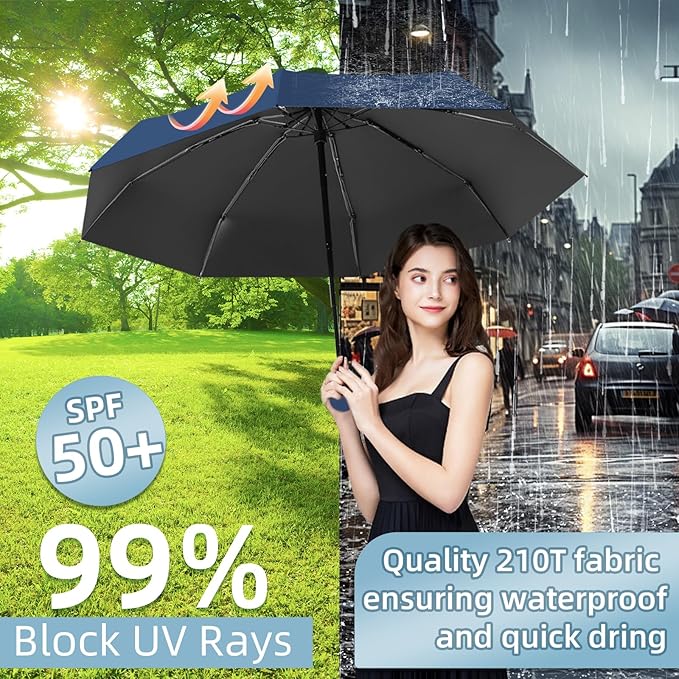 Travel Mini Compact Folding Umbrella with Case - UV Sun & Rain Protection, Lightweight Portable Pocket Umbrella for Women Men Kids, Fits Purse Backpack