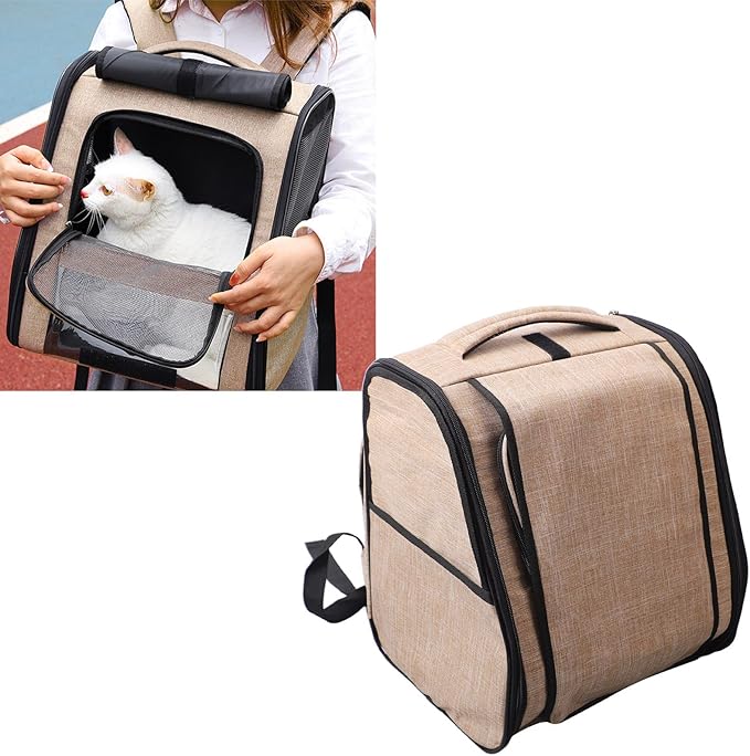 Carrying Backpack, Breathable Cat Carrier Backpack, Lightweight Portable Small Dog Backpack Carrier with Side, Ergonomic Travel for Cats and Small Dogs,