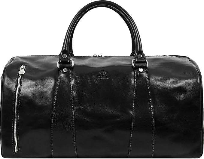 Leather Duffel Bag Weekend Bag Gym Large Travel Bag - Time Resistance