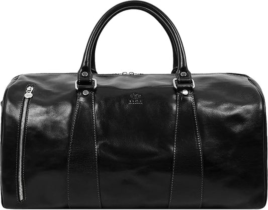 Leather Duffel Bag Weekend Bag Gym Large Travel Bag - Time Resistance