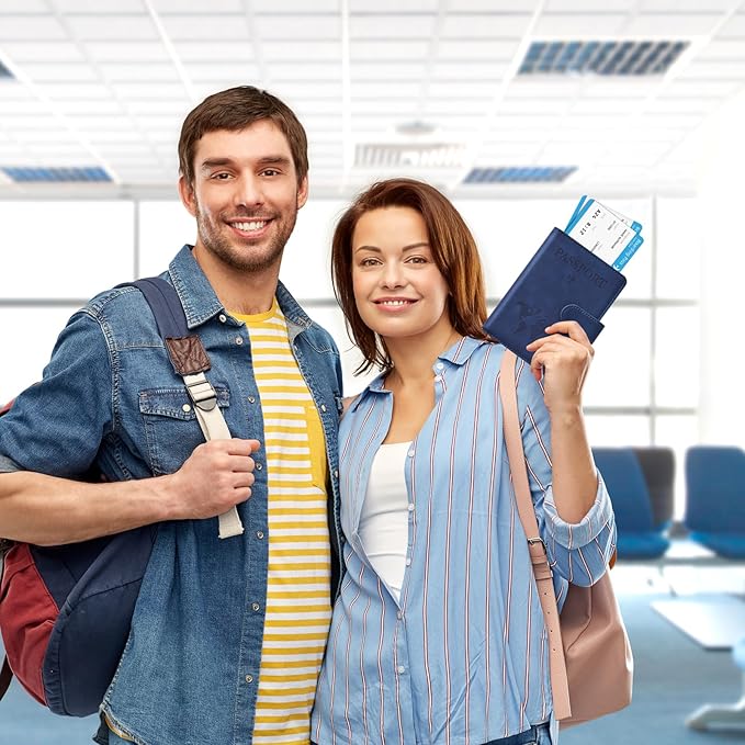 Eoehro Passport Holder for Travel Essentials, Passport Wallet Cover Case for Travel Must Haves Accessories,Passport Book Holders for Women and Men(dark blue)