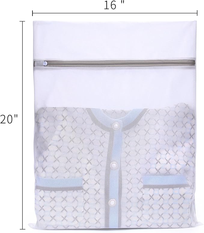 Muchfun 3Pcs Durable Fine Mesh Laundry Bags for Delicates 16 x 20 Inches (3, Large)