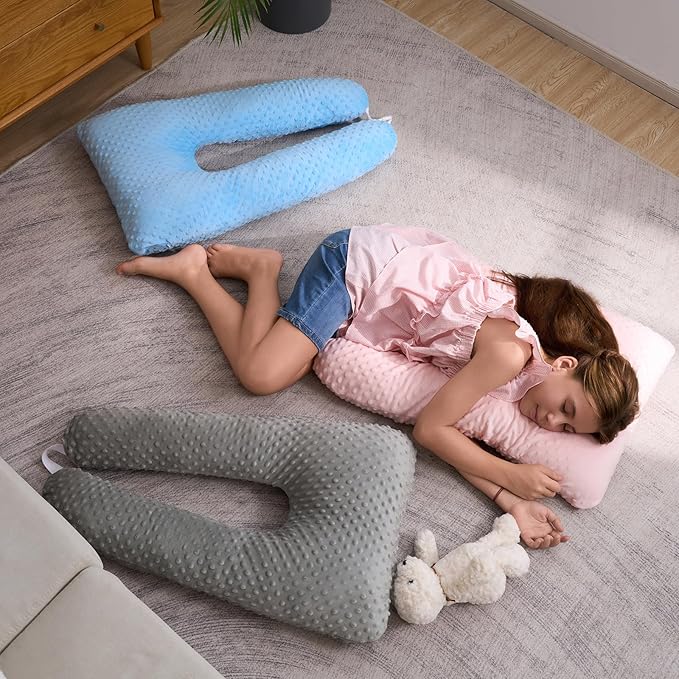 Travel Pillow for Kids Adult, Pillow for Car Sleeping Ultra Large U-Shaped with Removable Soft Cover Support Fix Neck and Body Sitting/Sleeping on The Trip (Pink)