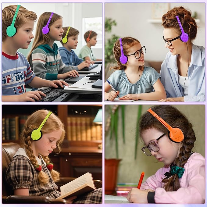 Bulk Headphones for Kids 10 Pack,Class Set of Headphones for School Classroom Students Teen Boys Girls Multi Color