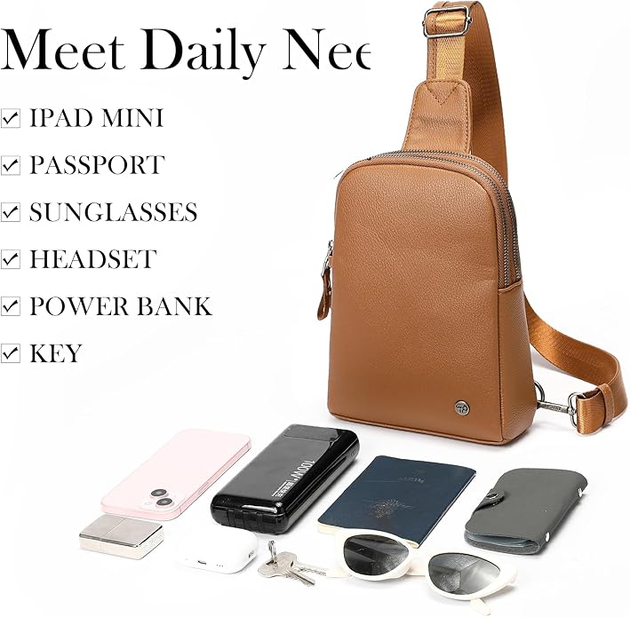 INICAT Travel Small Crossbody Sling Bags Women Cross Body Purses Passport Holder Vegan Leather Fanny Packs Birthday Gifts