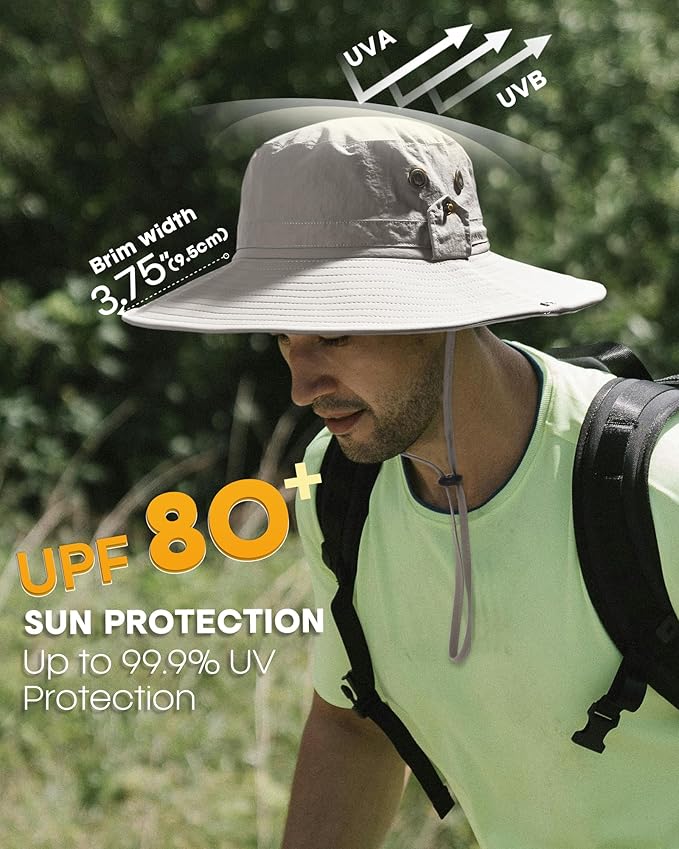 FURTALK Sun Hats for Men Fishing Hat UPF 80+ Foldable Wide Brim Outdoor Hiking Beach Summer Hats