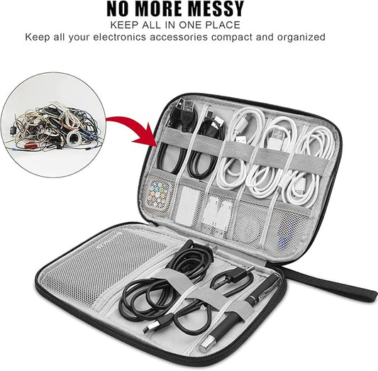 Electronic Organizer Travel Universal Cable Organizer Electronics Accessories Bag for Cable, Charger, Phone, USB, SD Card,1Pack