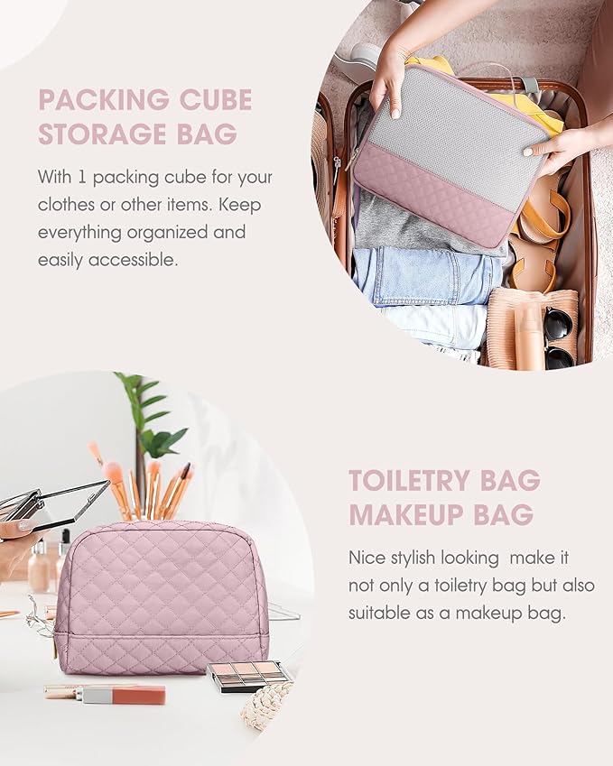 Travel Duffle Bag Weekender Bags: Pink Duffel Bag with Shoe Compartment Carry On Overnight Bag with Wet Pocket Yoga Gym Bags Hospital Bags for Labor and Delivery 3 Pcs Set