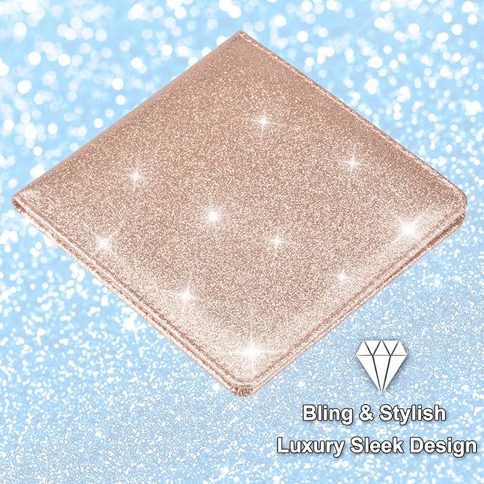 Cacturism Car Registration and Insurance Holder, Vehicle Glove Box Car Organizer Men Women Wallet Accessories Case for Cards, Essential Document, Driver License, Bling Rose Gold