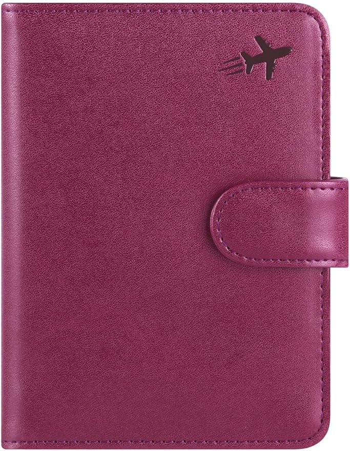 Passport Holder Cover Wallet RFID Blocking Leather Card Case Travel Accessories for Women Men (Z #Purple)