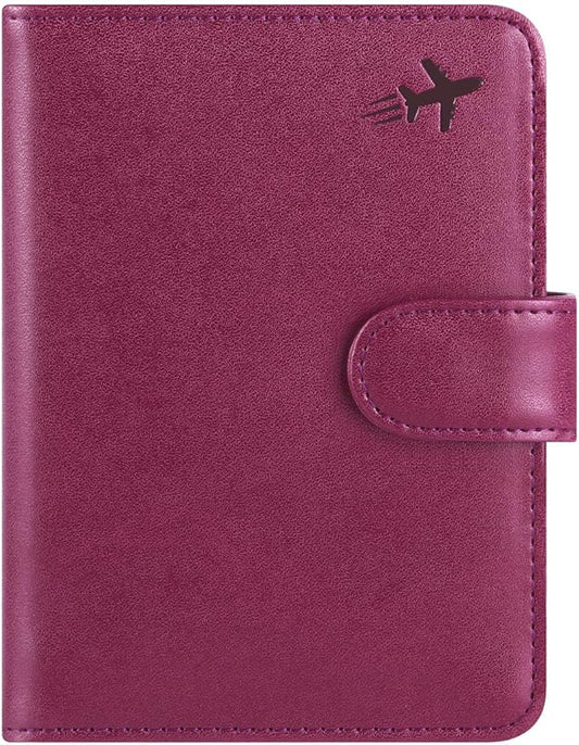 Passport Holder Cover Wallet RFID Blocking Leather Card Case Travel Accessories for Women Men (Z #Purple)