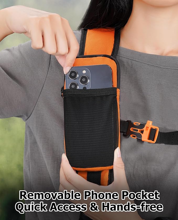 NOOLA Hydration Backpack with 3L Water Bladder - 22L Water Backpack for Hiking, Cycling, Running, Biking - Lightweight Hiking Pack Bag with Rain Cover, Phone Holder and Trekking Pole Holders, Orange