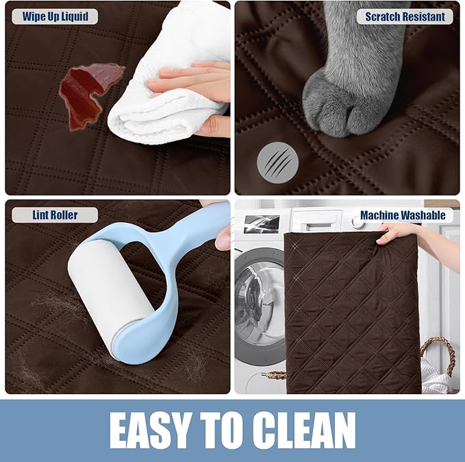 Smiry Waterproof Dog Bed Cover Pet Blanket, Soft Washable Dog Blanket for Furniture Bed Couch Sofa Reversible, Checkered (30"x53", Chocolate/Chocolate)