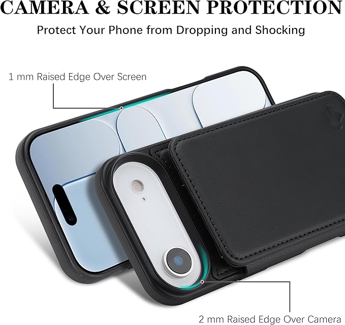 GUERNICA for iPhone 17 Air (6.7") Case Wallet with Card Holder, RFID Blocking Leather Protection, Shockproof Women Men Phone Case for iPhone Air, Black