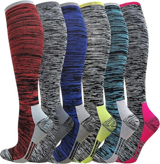 Graduated Compression Socks for Women&Men 20-30mmhg Knee High Socks Travel Hiking Running Stocking