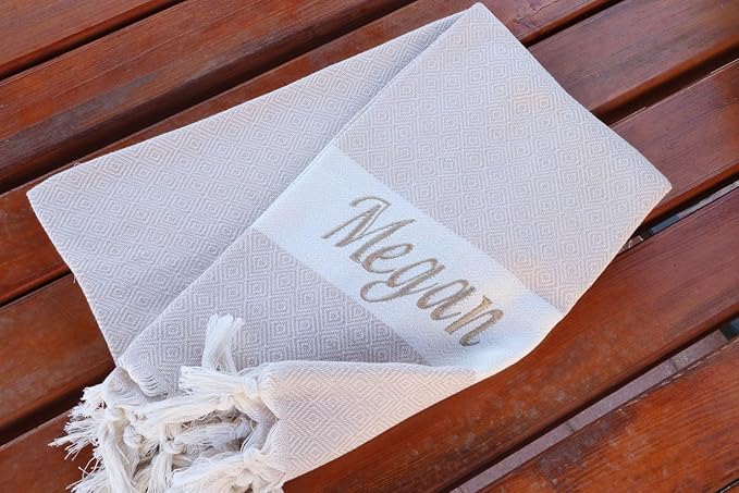 Personalized Beach Towel, Beach Bachelorette, Bridesmaid Gifts, Girls Trip, Wedding Gifts, Home Decor, Bridal Party, Beach Towel (Beige)