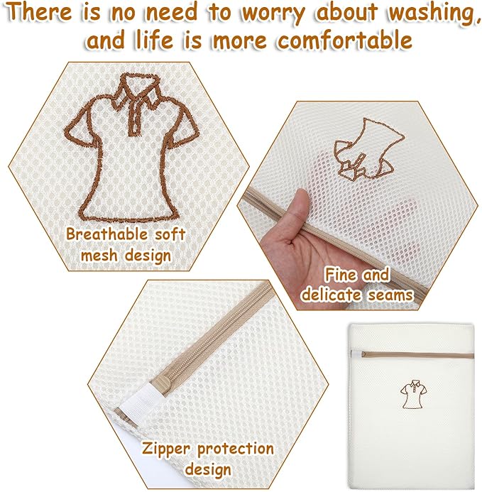 3 Pcs Delicate Laundry Bag, Mesh Laundry Bags For Delicates With Zipper, T-Shirt Laundry Bags, Small Durable Sock Embroidery Bag, Travel Clothing Storage Bags for Socks Underwear Baby Clothes Swimsuit