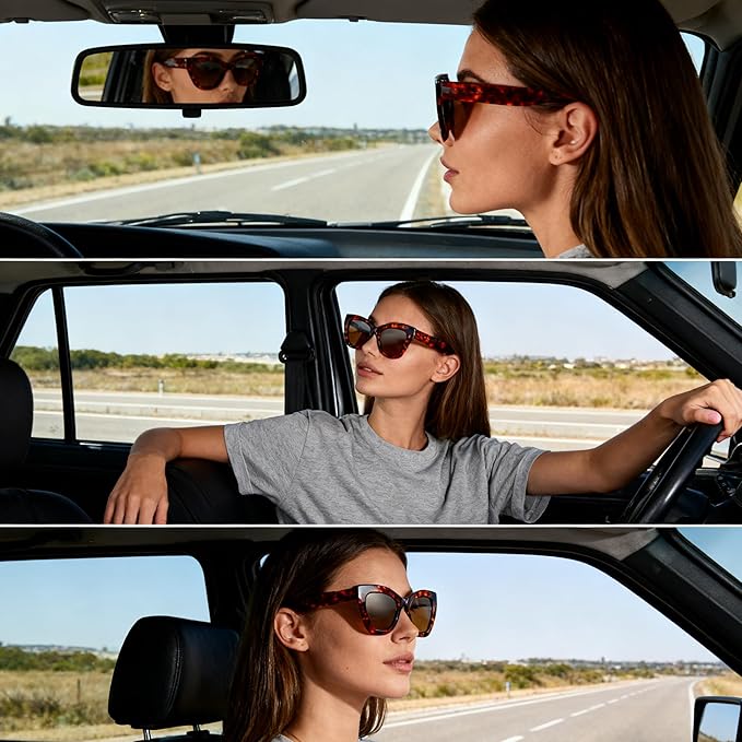 ZENOTTIC Retro Polarized Sunglasses Women - Oversized Cat Eye Trendy Glasses UV Protection - for Beach,Hiking,Party ZS6243
