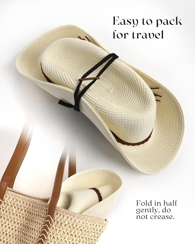 FURTALK Sun Hats for Women Summer Wide Brim UV UPF 80+ Panama Fedora Foldable Packable Straw Beach Hat