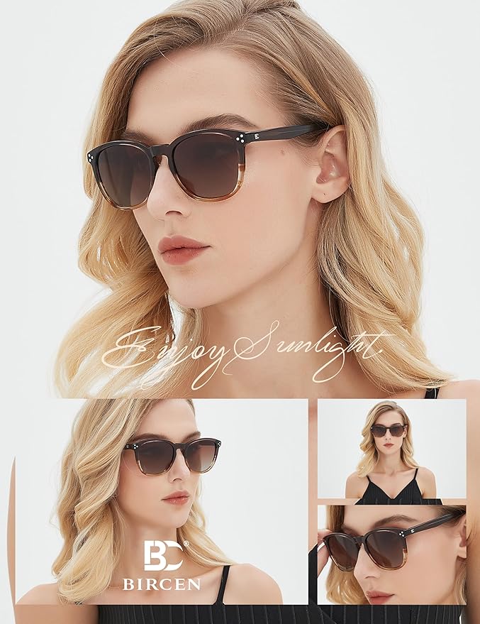Polarized Sunglasses For Women UV - Protection Womens Trendy Fashion Large Shades With Acetate Frame BC2110